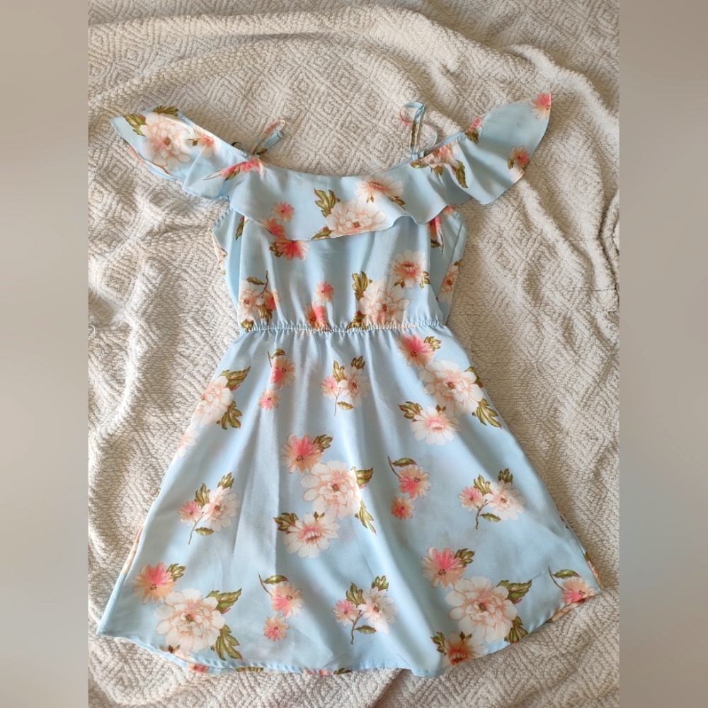 Dress blue with flowers Sweet Wanderer
